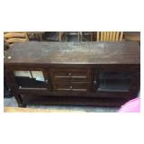 SIDE TABLE W/ GLASS FORNT & 2 DRAWERS