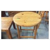 PINE DROP LEAF END TABLE, 24' DIA, 24' TALL