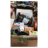 FISH AQUARIUM & BX OF SUPPLIES