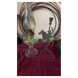 ANTIQUE OIL LAMP & COWBOY CANDLE