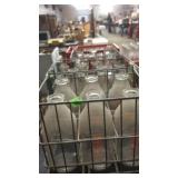 2 WIRE BASKETS OF ANTIQUE MILK BOTTLES
