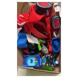 BOX OF CARS, MOTORCYCLE, BACKPACK