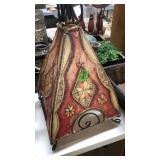 HANGING CANDLE LAMP & WOODEN TRAY