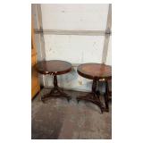 PAIR OF ANTIQUE LEATHER TOP PARLOR TABLES