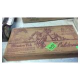 WOOD BOX W/ DRAFTING ITEMS & 2 SCALES