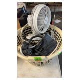 BASKET W/ FAN, HEADPHONES, POWER STRIPS & SUB