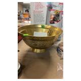ANTIQUE BRASS CHINESE PEDESTAL SINGING BOWL W/