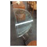 GLASS & IRON HALF ROUND TABLE