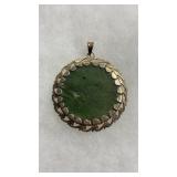 SILVER PLATE & JADE PENDANT