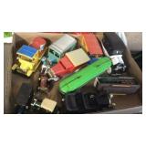 GROUP OF MINIATURE OLD TIME CARS, TRAIN CARS