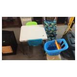 CHILDS PUSH TOY, STROLLER, TABLE & CHAIRS