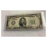 1934 SERIES A FIVE DOLLAR NOTE