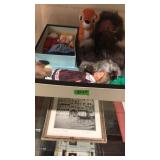 BOX WITH VINTAGE DOLLS & TOYS