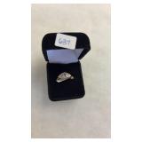 14KT GOLD PLATED BLUE TOPAZ & CZ RING