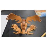WOOD MOOSE WALL COAT RACK