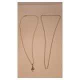 14K  16' CHAINS & GEMSTONE PENDANT