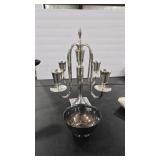 PLATED CRESENT CANDLE STAND & GORHAM PLATED BOWL