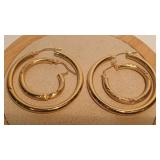 2 PAIR 14K HOOP EARRINGS