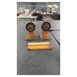 2 - ANTQ FOLDING WOOD RULERS & NAUTICAL BOOK ENDS