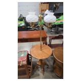 ACCENT LAMP TABLE W/ MILKGLASS HOBNAIL SHADES