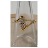 MOISSANITE MARQUISE 1CT 925 RING GOLD TONE