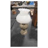 TINY JUNO BRASS OIL LAMP HOBNAIL SHADE
