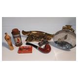 BRASS TORCH & CANOE W/ TREASURES