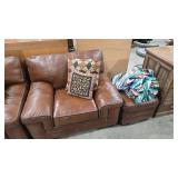 LEATHER ACCENT CHAIR & OTTOMAN