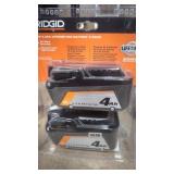2 RIDGID 18V 4.0AH LITHIUM ION BATTERIES