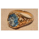 14K BLUE TOPAZ COLOR RING SZ 6