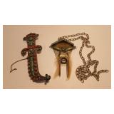 925 TURQUOISE/CORAL MID EAST PIN & ASIAN PENDANT