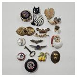 AIRLINE WINGS, BROOCHES & PILL BOX ASSORTMENT