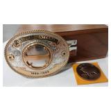STERLING MT CENTENNIAL BELT BUCKLE & 1 OZ  SILVER