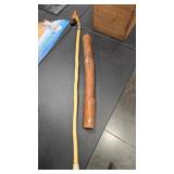CARVED WALKING STICK & BAMBOO RAIN STICK