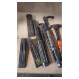 3 WOOD SPLITTING WEDGES, NAIL PULLER HAMMER AND MO