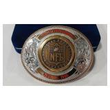 STERLING KC CHIEFS BELT BUCKLE W/ BONZE MEDALLION