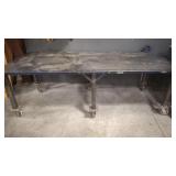 STEEL FAB TABLE ON WHEELS 102' W X 49' D 36' H W/
