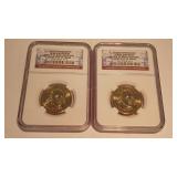 2 - 2007 PD NGC JAMES MADISON MS65 DOLLARS