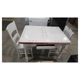 ENAMEL TOP VTG KITCHEN EXPANDING TABLE & 2