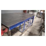 STEEL FAB TABLE ON WHEELS 96' W X 49' D X 40' H