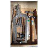 3 LARGE VISE GRIPS AND 3 HAMMERS
