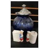 COBALT JAR W/LID & CAMBELLS SOUP S&P