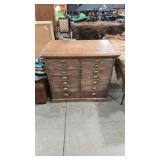 INDUSTRIAL/COLLECTORS CHEST  W/ ORIGINAL BRASS