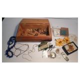 GNP CEDAR JEWELRY BOX & COSTUME JEWELRY