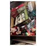 BX W/ CHRISTAMS LIGHTS, ORNAMENTS & SANTAS