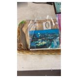 BASKET W/ VINTAGE MONTANA & EXPO 74 POSTCARDS