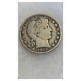 1913 SILVER BARBER HALF DOLLAR