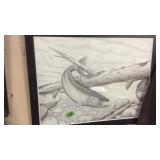 JOHN MEIER SIGNED PENCIL SKETCH, FISH