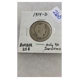 1914-D SILVER BARBER QUARTER