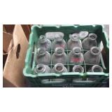 GREEN CRATE W/ MILK BOTTLES